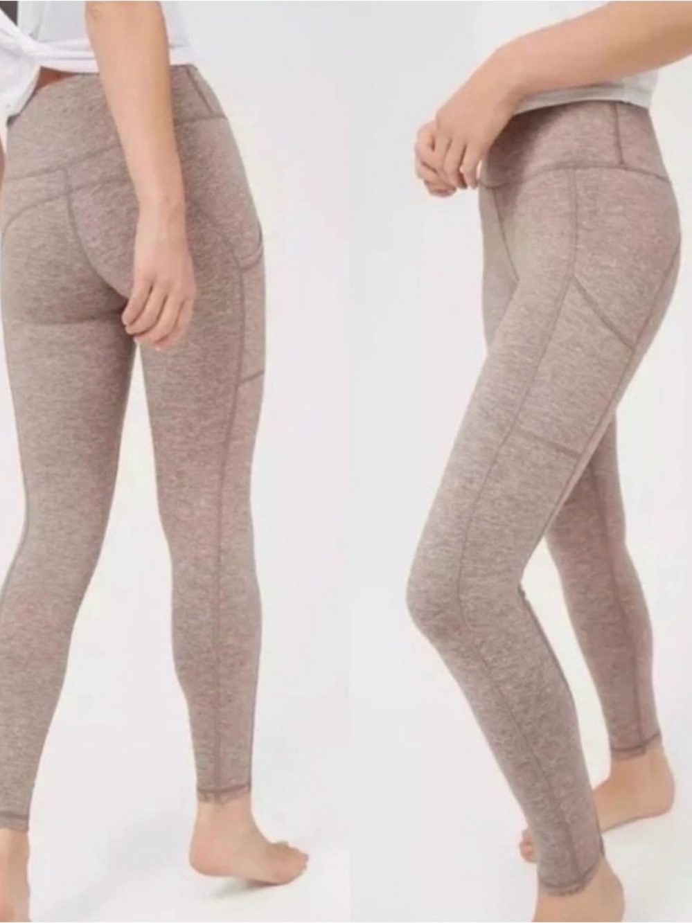 OFFLINE by Aerie The Hugger Hi-Rise Pocket Leggings XL Pebble Heather Brown
